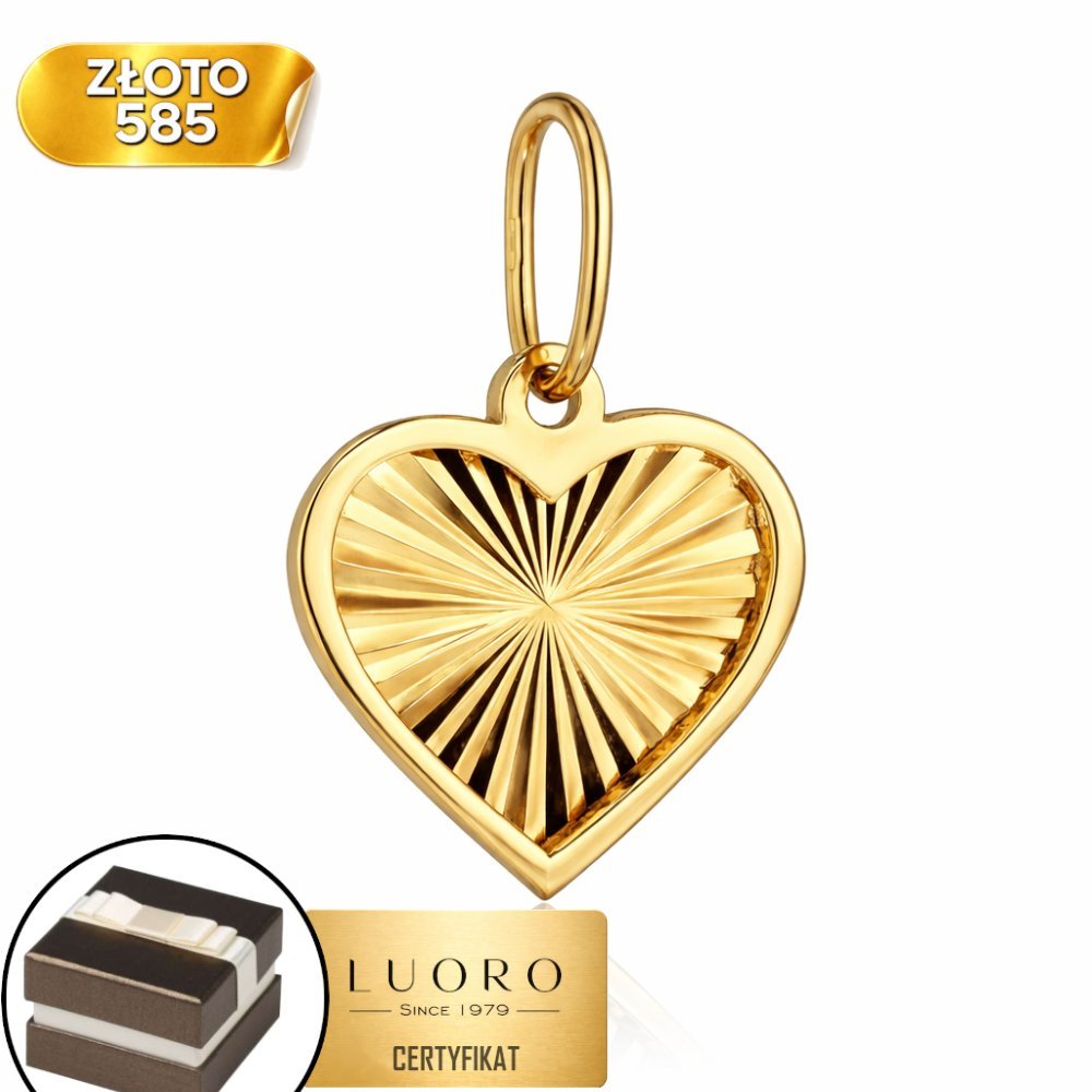 ZAWIESZKA ZŁOTA 585 14K SERCE DIAMENTOWANE 15 MM ELEGANCKA DELIKATNA