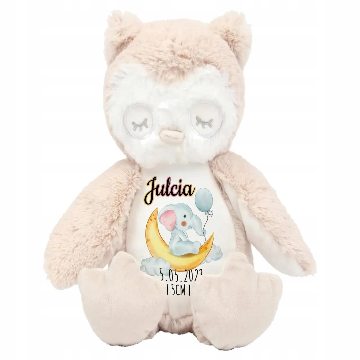 Miś Maskotka Przytulanka Sowa Metryczka IMIĘ Wzory