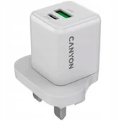 Ładowarki do telefonów - CANYON Ładowarka sieciowa CU20AC GaN 20W 1xPD 1xQC UK Biała - miniaturka - grafika 1
