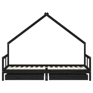 Rama łóżka dziecięcego z szufladami, czarna, 80x200 cm, sosnowa Lumarko! - Łóżeczka i kojce - miniaturka - grafika 6