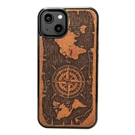 Etui i futerały do telefonów - Drewniane Etui Bewood iPhone 14 RÓŻA WIATRÓW MERBAU - miniaturka - grafika 1