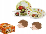 Zestawy naczyń dla dzieci - CERAMICZNY ZESTAW DLA DZIECI OBIADOWY śniadaniowy talerzyki jeżyk zastawa - miniaturka - grafika 1