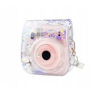 Akcesoria fotograficzne - Instax-FUJIFILM, pokrowiec do aparatu, Instax Mini 11 /  przezroczysty, cekiny fioletowe - miniaturka - grafika 1