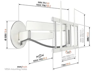 Vogel`s TVM 7675 zmotoryzowany, obrotowy uchwyt do TV 40"-77" (edycja limitowana - biały) - Uchwyty do telewizora - miniaturka - grafika 5