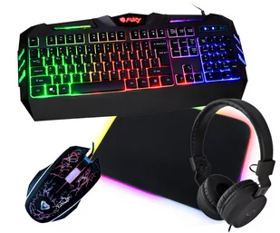 Klawiatura gamingowa podświetlana dla graczy FURY SPITFIRE + podświetlana mata + mysz + słuchawki - Zestawy myszka + klawiatura - miniaturka - grafika 1