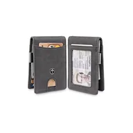 Portfele - TRAVANDO Atlanta męski portfel z klipsem na pieniądze z kieszenią przednią, wąska blokada RFID, etui na karty kredytowe, mini składany (skóra zamszowa, szary) - miniaturka - grafika 1