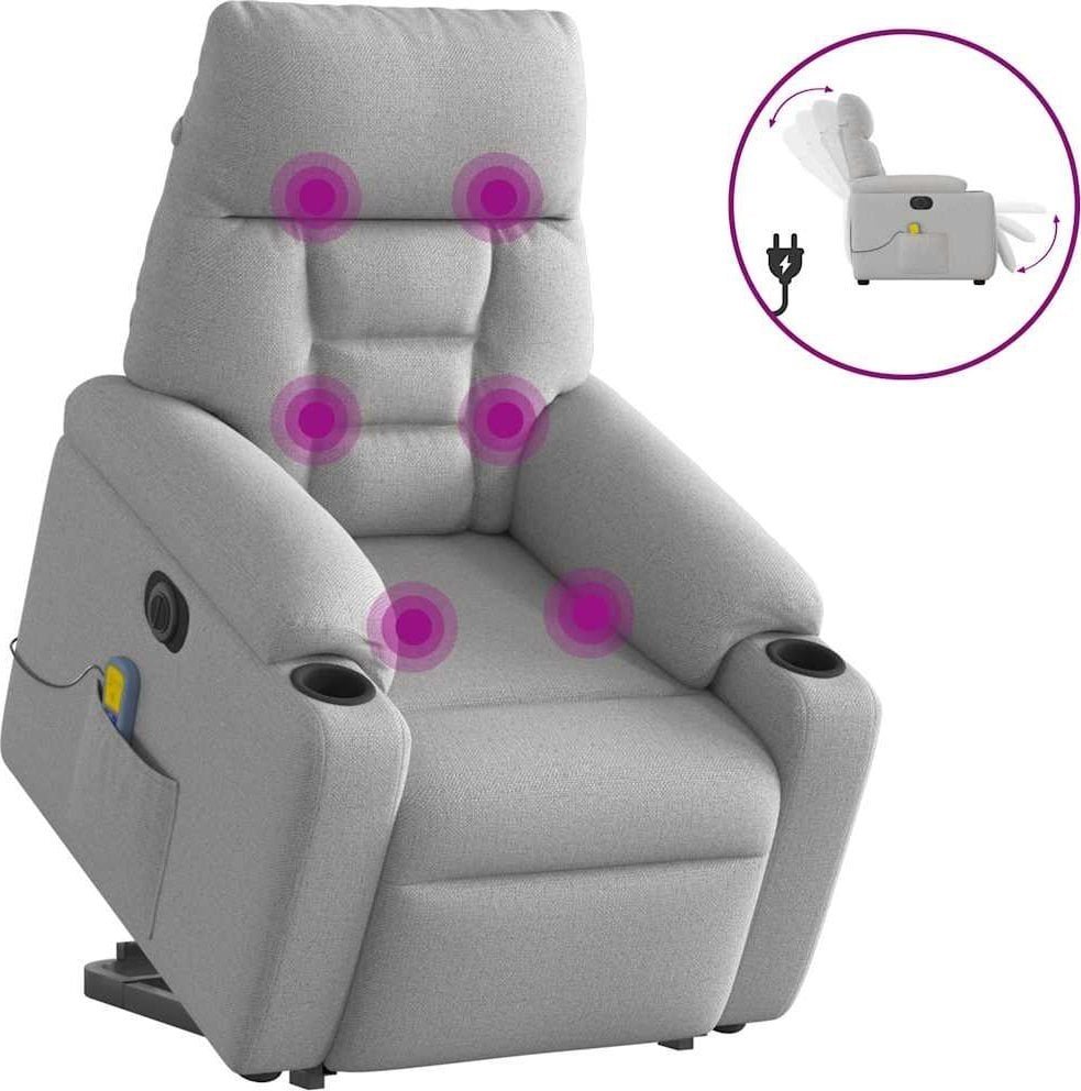 vidaXL vidaXL Podnoszony fotel masujący, elektryczny, rozkładany, szary