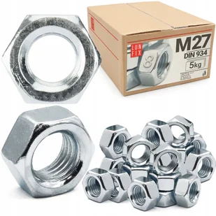 Nakrętka sześciokątna M27 6-kątna metryczna DIN 934 ocynk kl. 8 5kg - Śruby i nakrętki - miniaturka - grafika 1