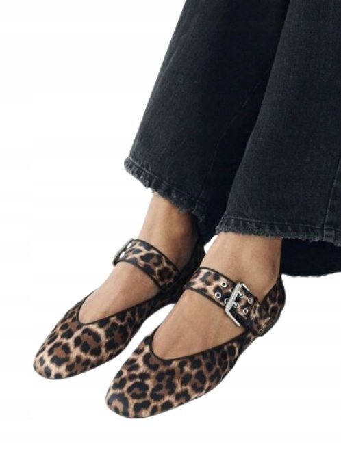 SHEIN DAMSKIE BALERINY ZE SPRZĄCZKĄ W PANTERKĘ 39,5 1DB