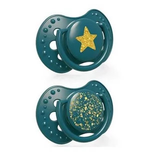 LOVI Lovi Smoczek silikonowy dynamiczny 0-3m Stardust green 2szt - Smoczki uspokajające - miniaturka - grafika 1