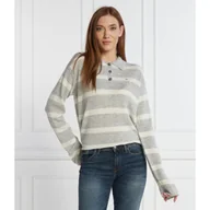 Swetry damskie - Tommy Hilfiger Wełniany sweter SOFT WOOL POLO-NK SWEATER | Regular Fit - miniaturka - grafika 1
