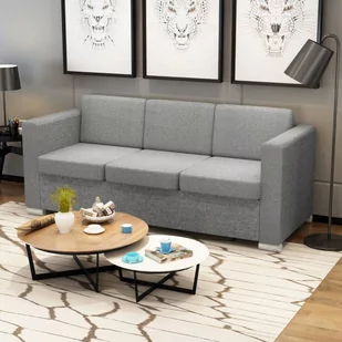vidaXL 3 osobowa sofa tapicerowana jasnoszara 243581 - Sofy i kanapy - miniaturka - grafika 1