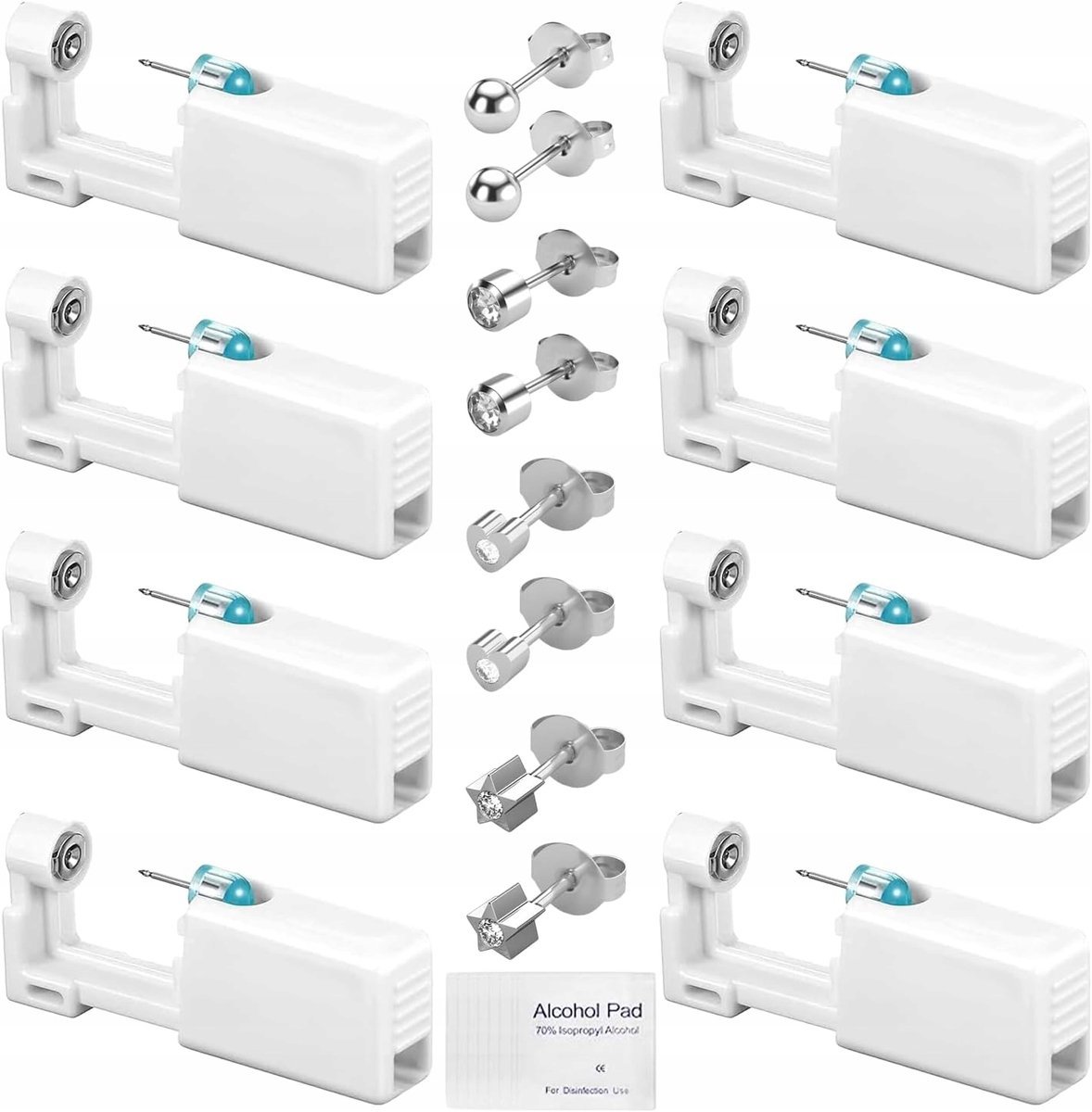 PISTOLET DO PRZEKŁUWANIA USZU KOLCZYKI X 8 ZESTAW DO PIERCINGU PRZEKŁUWANIE