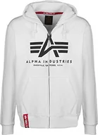 Bluzy męskie - ALPHA INDUSTRIES Męska bluza z kapturem Basic Zip Hoody, biały, S - miniaturka - grafika 1
