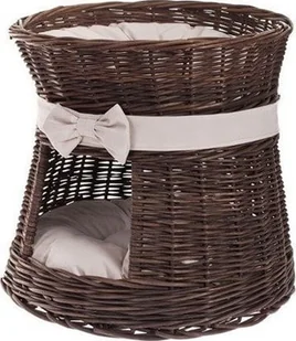WickerPL Rosie BUDA DLA KOTA LEŻAK DLA ZWIERZĄT DOMEK DLA KOTA Z WIKLINY PIĘTROWY Z PODUSZKAMI 48 H43 cm - Legowiska dla kotów - miniaturka - grafika 1
