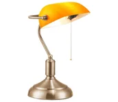 Lampy stojące - Brilagi - Lampa stołowa BANK OFFICE 1xE27/60W/230V mosiądz/pomarańczowa - miniaturka - grafika 1