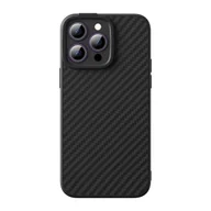 Etui i futerały do telefonów - Pancerne etui iPhone 14 Pro kompatybilne z MagSafe szkło hartowane Baseus Synthetic Fiber - czarne - miniaturka - grafika 1