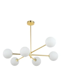 Lampa sufitowa Sarius, nowoczesna, złota, do salonu, wisząca, szklana - Lampy sufitowe - miniaturka - grafika 1