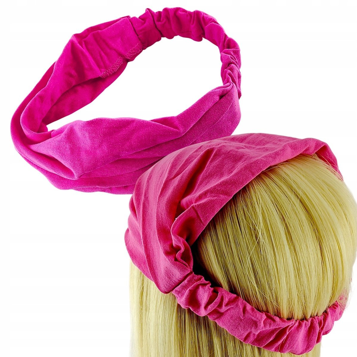 Chusta Opaska do włosów z gumką Różowa Bawełniana z gumką