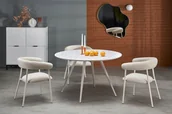 Stoły - Stół Okrągły Fi 120 Biały Lastryko Nogi Białe Stalowe Magazynu - miniaturka - grafika 1