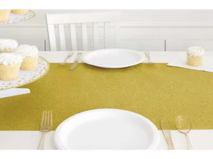 Dekoracja bieżnik brokatowy na stół - złoty - 33 cm x 2,74 m - 1 szt. - Dekoracje i nakrycia stołu na imprezę - miniaturka - grafika 1