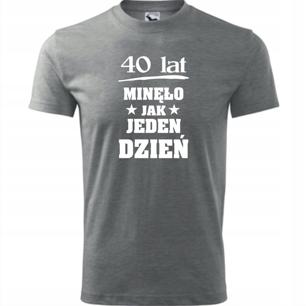 Męska Koszulka z Nadrukiem 40 lat minęło jak jeden dzień Prezent Urodziny ciemnoszary melanż M