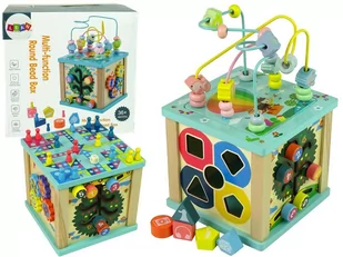 Import LEANToys Drewniana Kostka Edukacyjna Sorter Labirynt Gra Chińczyk Zegar LT-10156-0 - Sortery dla dzieci - miniaturka - grafika 1