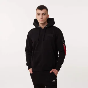 Alpha Industries BLUZA MĘSKA RED STRIPE HOODY BLACK - Bluzy męskie - miniaturka - grafika 1