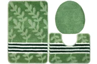 Dywaniki łazienkowe - Komplet 3-częściowy Łazienkowy Natel Green Zielony Listki Paski-KOMPLET - miniaturka - grafika 1