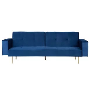 Beliani Sofa trzyosobowa welur ciemnoniebieska VISNES - Sofy i kanapy - miniaturka - grafika 1