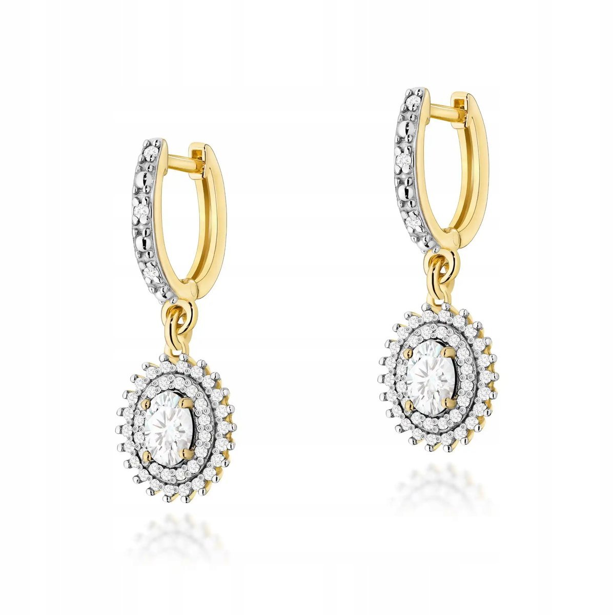 Złote kolczyki damskie 585 z diamentem laboratoryjnym 0,40ct eleganckie 14k