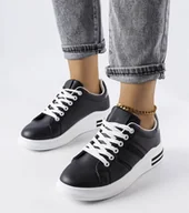 Sneakersy damskie - Czarne sneakersy na platformie Lanoie-38 - miniaturka - grafika 1