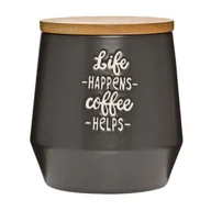 Pojemniki kuchenne - Pojemnik kuchenny, ceramika/drewno dębowe, 0,5 l, czarny Coffee Culture / Cilio - miniaturka - grafika 1