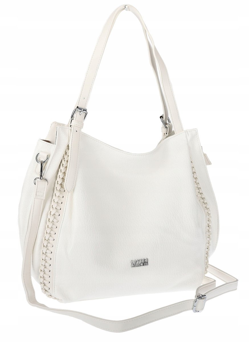 Torebka Damska shopper worek włoska marka coveri collection A4 6702 biała