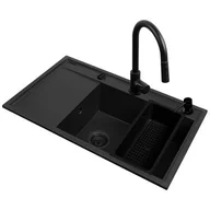 Zlewozmywaki z baterią - Zestaw granitowy Pyramis Zlewozmywak Camea (79x50) 1B 1D R + Bateria Idea Volcano  od 89 zł! - miniaturka - grafika 1