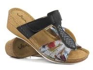 Klapki i japonki damskie - Klapki damskie ze skórzaną wkładką- INBLU 69-EP042, czarne - Inblu - miniaturka - grafika 1