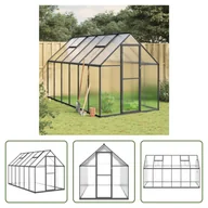 Szklarnie ogrodowe - The Living Store Szklarnia z ramą fundamentową antracyt 334x169x195 cm aluminium - miniaturka - grafika 1