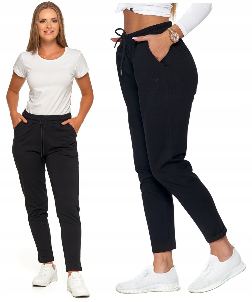 Spodnie Damskie Dresowy z Haftem Bawełniane Luźne Wygodne Modne MORAJ - M