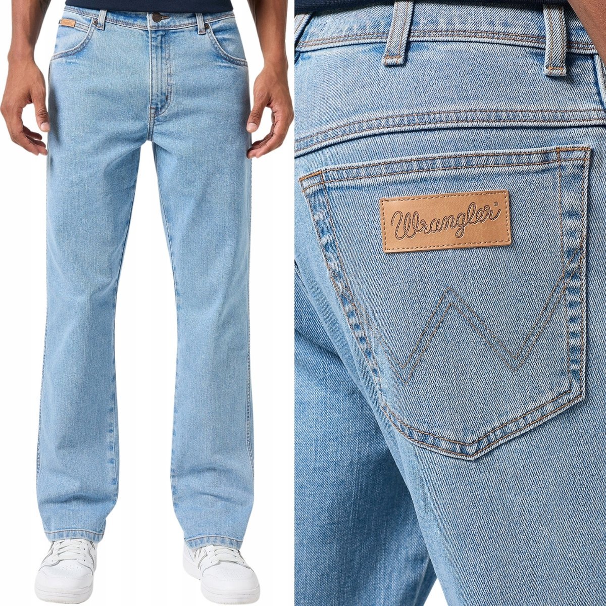 Wrangler TEXAS Good Vibes DżINS klasyczne proste spodnie jeansowe W34 L32