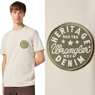 Wrangler GRAPHIC TEE Stone BEŻOWA BAWEŁNIANA KOSZULKA T-SHIRT LOGO S - Koszulki męskie - miniaturka - grafika 1