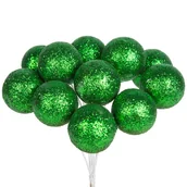 Bombki - Bombki Brokatowe Na Druciku Butelkowa Zieleń 12szt - miniaturka - grafika 1