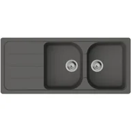 Zlewozmywaki - HANSGROHE Zlewozmywak dwukomorowy z ociekaczem S52 43348290 Kamienny szary 50x116 - miniaturka - grafika 1