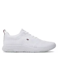 Sneakersy męskie - Sneakersy Tommy Hilfiger Corporate Knit Rib Runner FM0FM02838 Biały - miniaturka - grafika 1