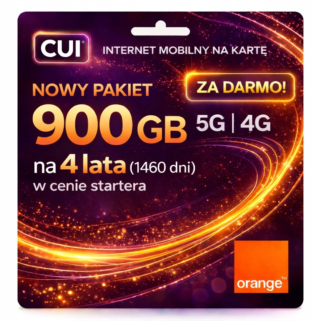 Internet Orange Lte 4G 5G 900GB na 4 lata Karta Sim Router, Kamera, Gps
