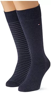 Tommy Hilfiger Małe paski (zestaw 2 sztuk) Skarpetki męskie, Niebieski (dżinsy), 47/49 EU - Skarpetki męskie - miniaturka - grafika 1