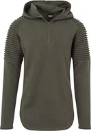 Bluzy męskie - Urban Classics Męska bluza z kapturem Pleat Sleeves Terry Hoody, zielony (oliwka 176), L - miniaturka - grafika 1