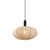 Lampy sufitowe - QAZQA Lampa wisząca Japandi czarna z brązowym materiałowym kloszem - Bida - miniaturka - grafika 1