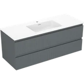 Szafki łazienkowe - Mexen Rivel szafka łazienkowa 120 cm z umywalką Otis, 2 szuflady, ryflowana , grafit mat/biała mat - 91A20-12047-2-BFF66-W18M - miniaturka - grafika 1