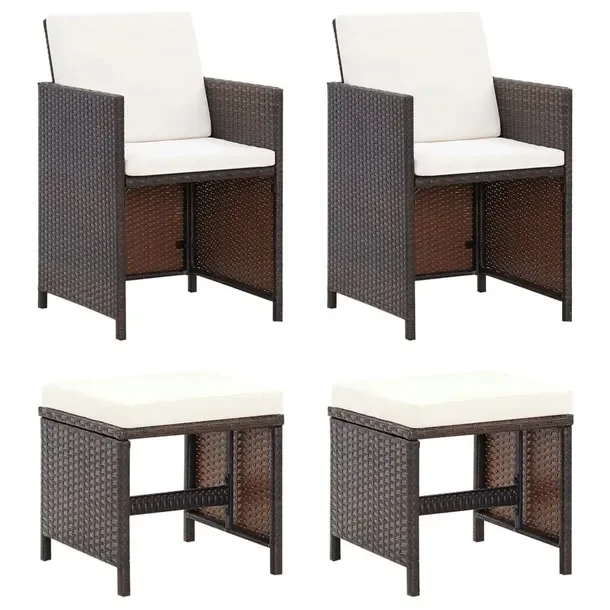 4x Krzesło Ogrodowe Rattan Komplet Na Taras Balkon Ogród Zestaw