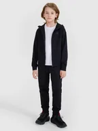 Bluzy dla chłopców - 4F Bluza sportowa rozpinana z kapturem chłopięca - czarna 122/128 (6-8 lat) - miniaturka - grafika 1